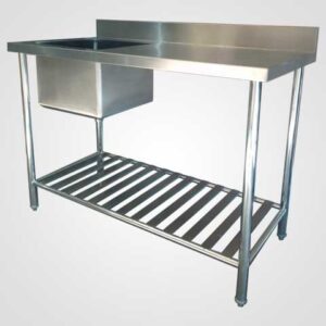 Single Sink Table with Slatted Undershelf, nagamaro