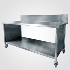 Work Table with Splash back 1 Undershelf & Wheels (Roda), nagamaro