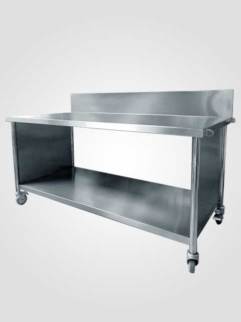 Work Table with Splash back 1 Undershelf & Wheels (Roda), nagamaro