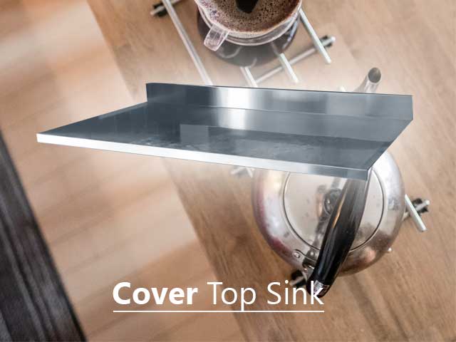 meja kayu, cover stainless, nagamaro